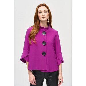 New Joseph Ribkoff Bell Sleeve Cape Jacket W/ Shawl Collar & Statement Buttons